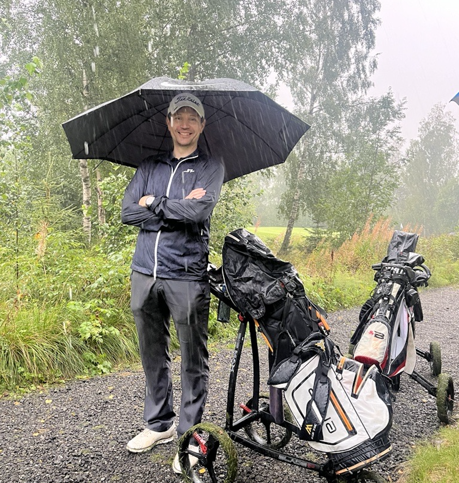 Golfer in the rain